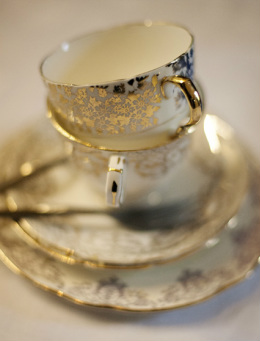 Gold and white crockery